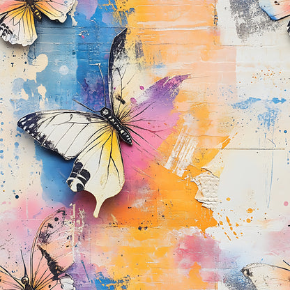 Butterfly Collage Art Pattern 5 Quilting Cotton Fabric