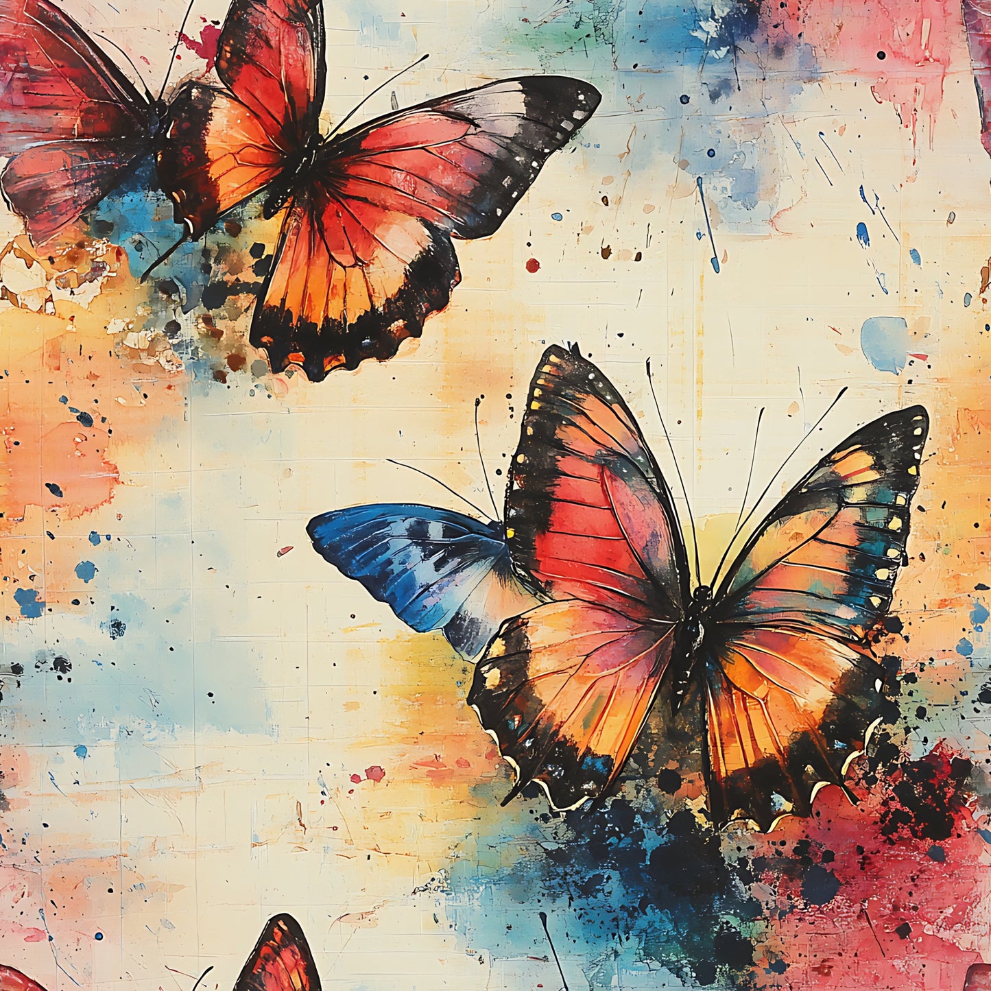 Butterfly Collage Art Pattern 6 Quilting Cotton Fabric