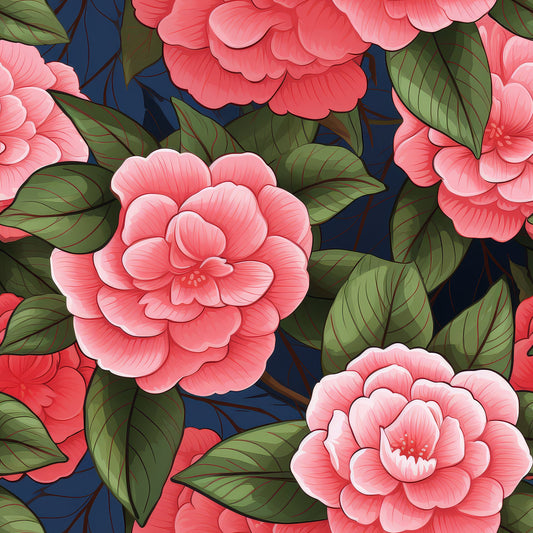 Camellia Flowers Pattern 10 Quilting Cotton Fabric