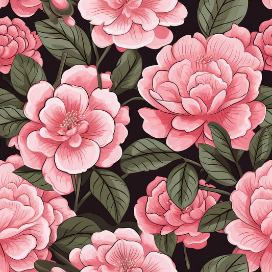 Camellia Flowers Pattern 11 Quilting Cotton Fabric