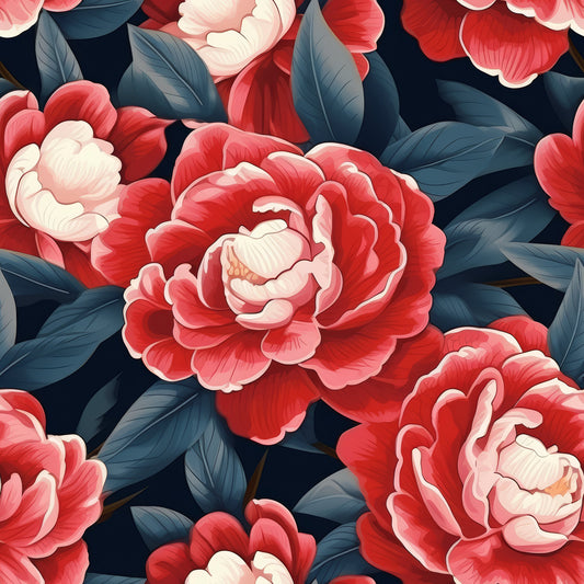 Camellia Flowers Pattern 4 Quilting Cotton Fabric