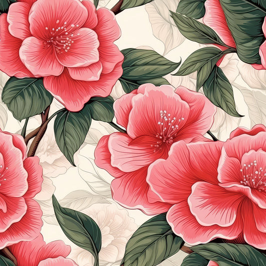 Camellia Flowers Pattern 5 Quilting Cotton Fabric