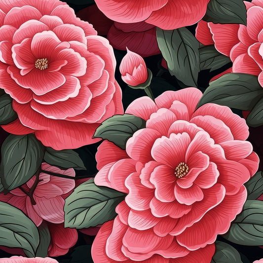 Camellia Flowers Pattern 7 Quilting Cotton Fabric
