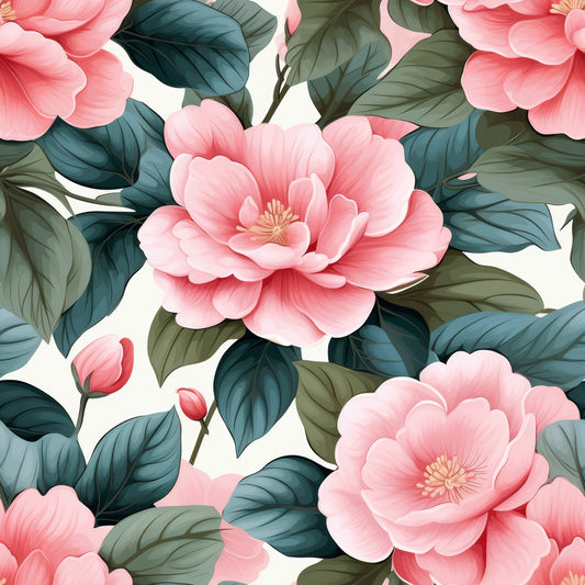 Camellia Flowers Pattern 9 Quilting Cotton Fabric