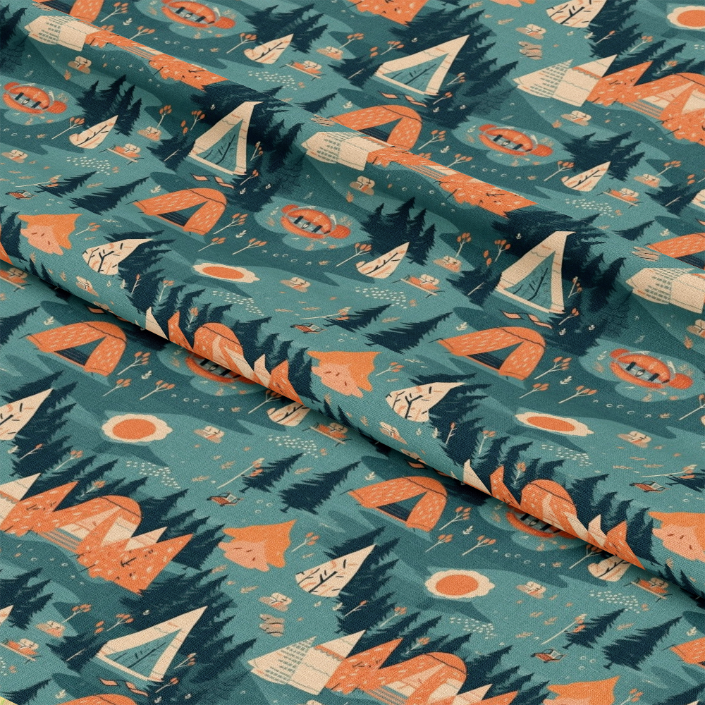 Camping Graphics Pattern 5 Quilting Cotton Fabric