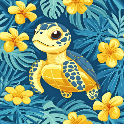 Cartoon Baby Sea Turtles Quilting Cotton Fabric