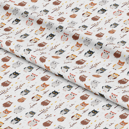 Cartoon Owls Pattern 12 Quilting Cotton Fabric