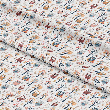 Cartoon Owls Pattern 1 Quilting Cotton Fabric