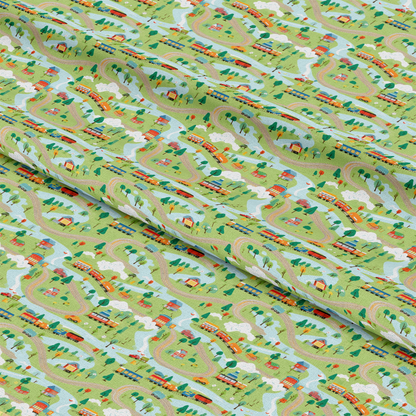 Cartoon Trains Pattern 10 Quilting Cotton Fabric