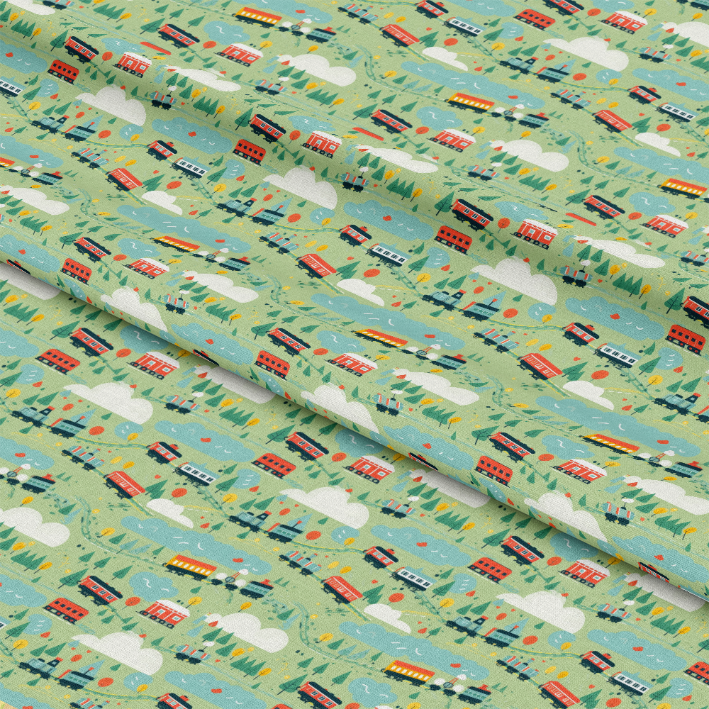 Cartoon Trains Pattern 13 Quilting Cotton Fabric