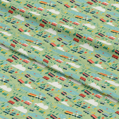 Cartoon Trains Pattern 13 Quilting Cotton Fabric