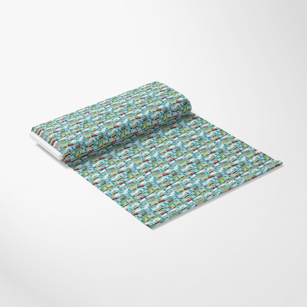 Cartoon Trains Pattern 14 Quilting Cotton Fabric