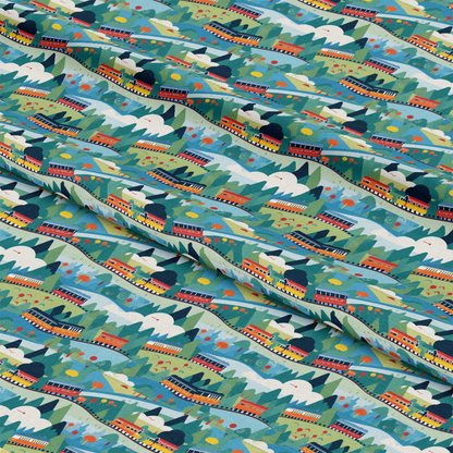 Cartoon Trains Pattern 15 Quilting Cotton Fabric