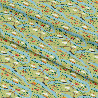 Cartoon Trains Pattern 16 Quilting Cotton Fabric