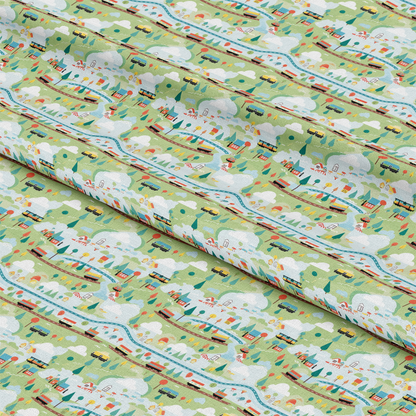 Cartoon Trains Pattern 19 Quilting Cotton Fabric
