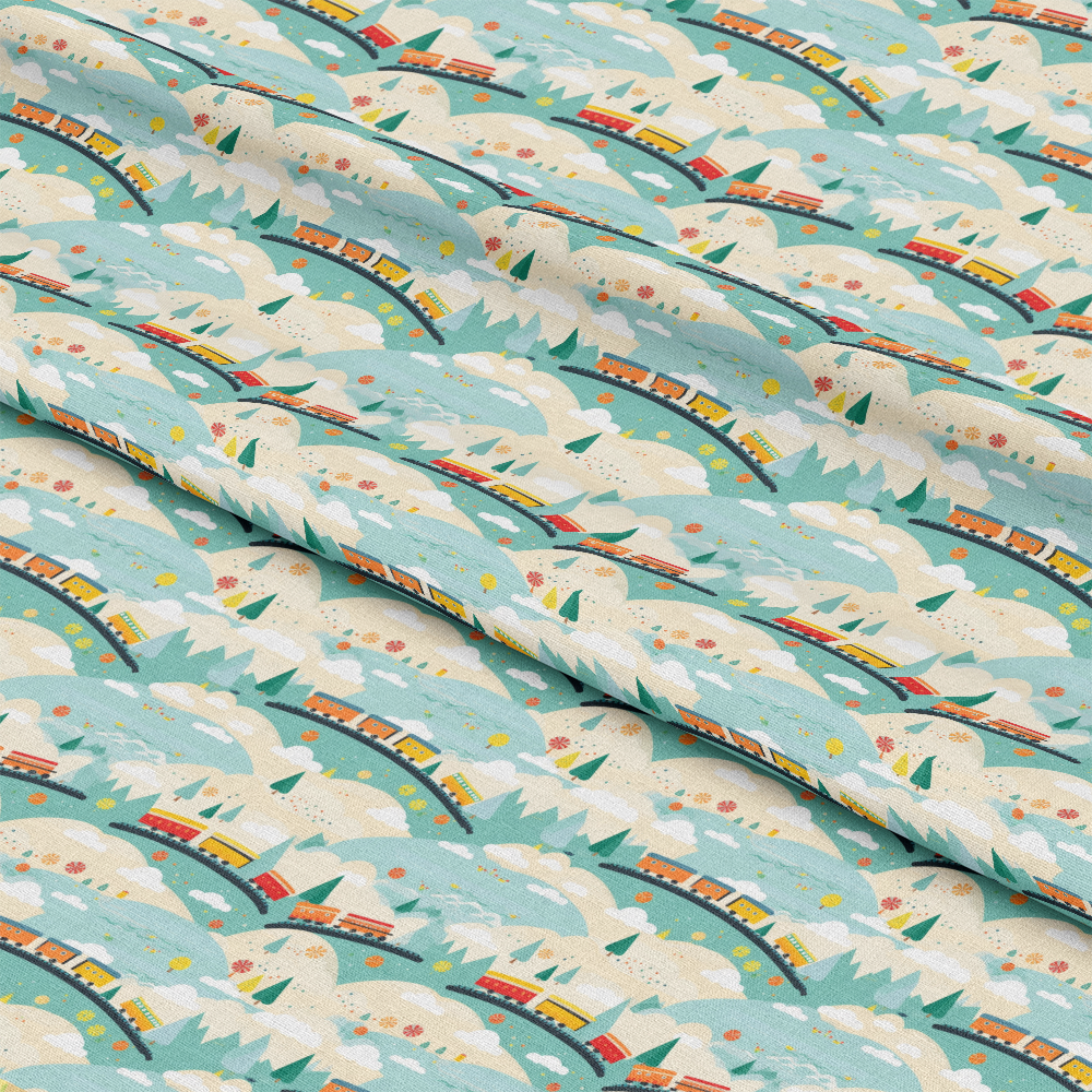Cartoon Trains Pattern 20 Quilting Cotton Fabric