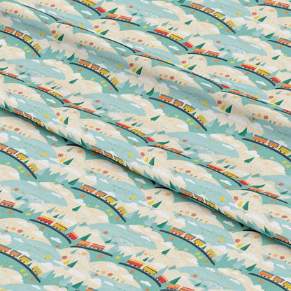 Cartoon Trains Pattern 20 Quilting Cotton Fabric