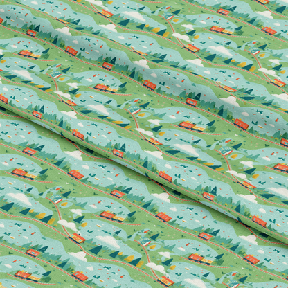 Cartoon Trains Pattern 21 Quilting Cotton Fabric