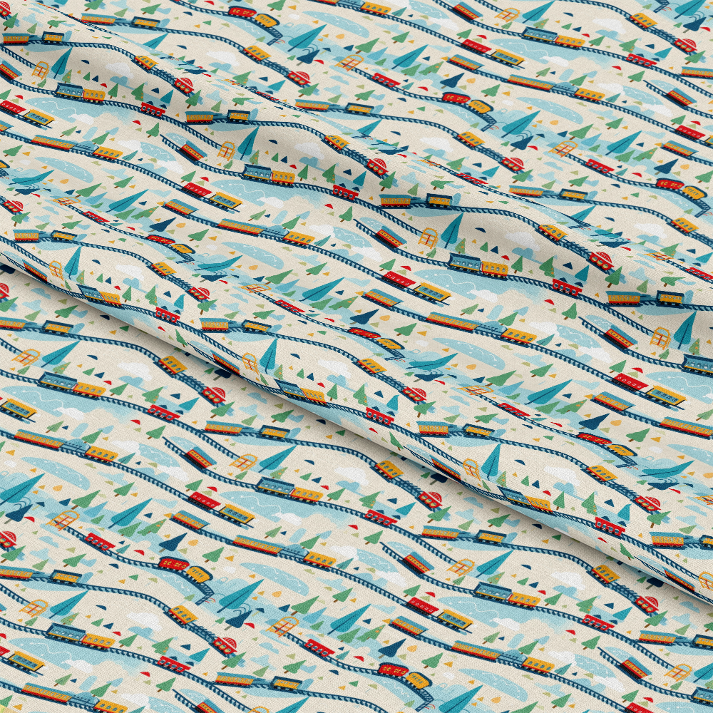 Cartoon Trains Pattern 22 Quilting Cotton Fabric