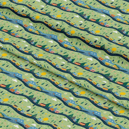 Cartoon Trains Pattern 23 Quilting Cotton Fabric