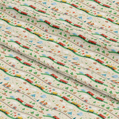 Cartoon Trains Pattern 24 Quilting Cotton Fabric