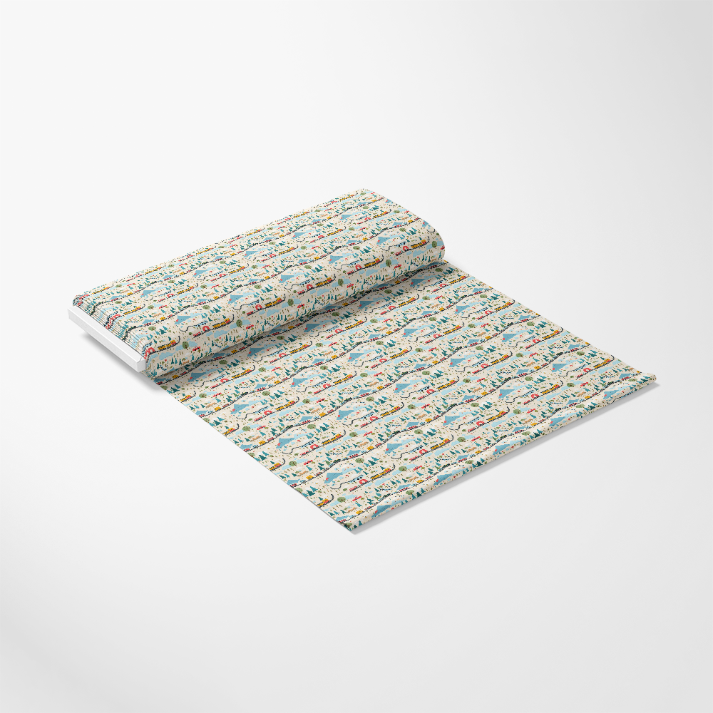 Cartoon Trains Pattern 25 Quilting Cotton Fabric