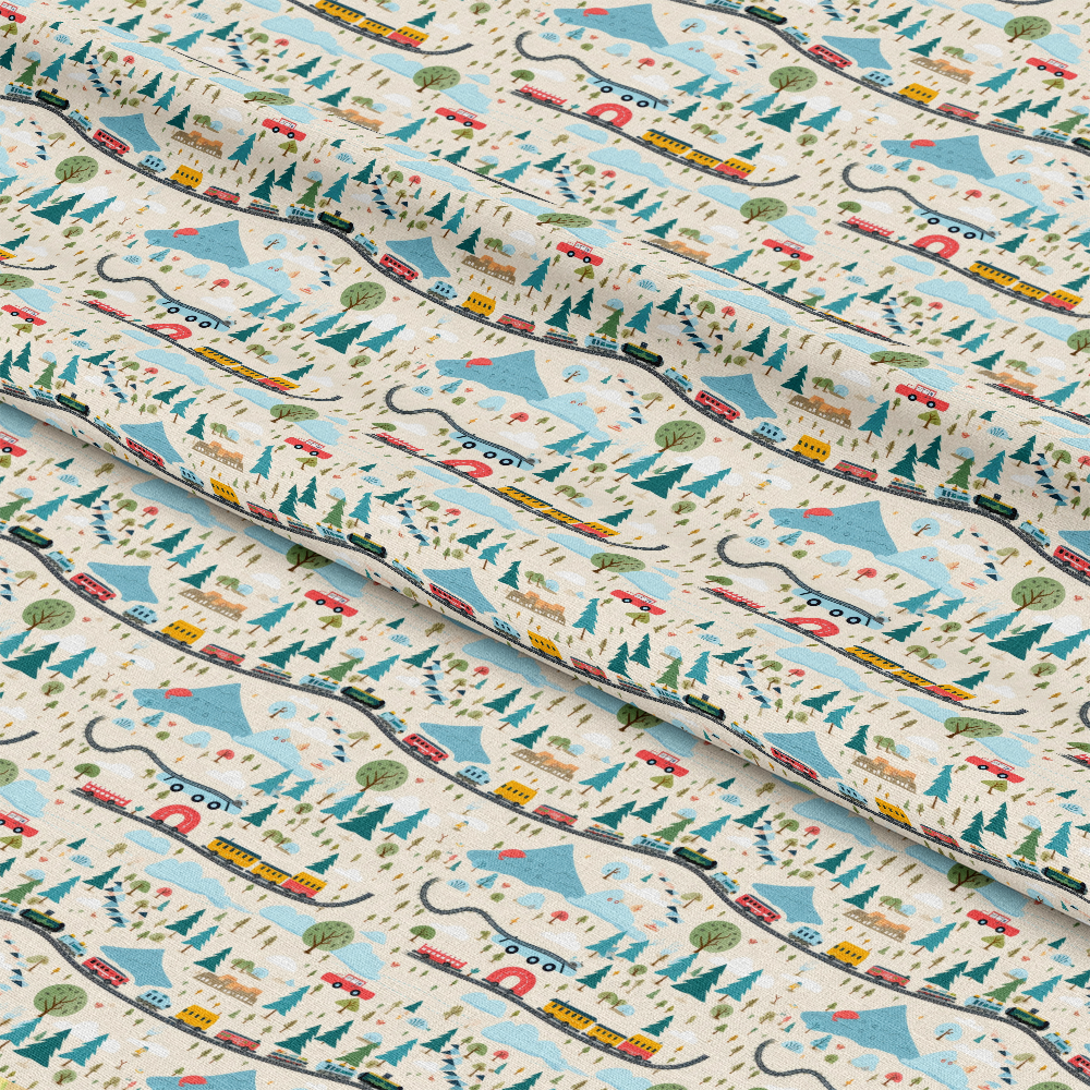 Cartoon Trains Pattern 25 Quilting Cotton Fabric