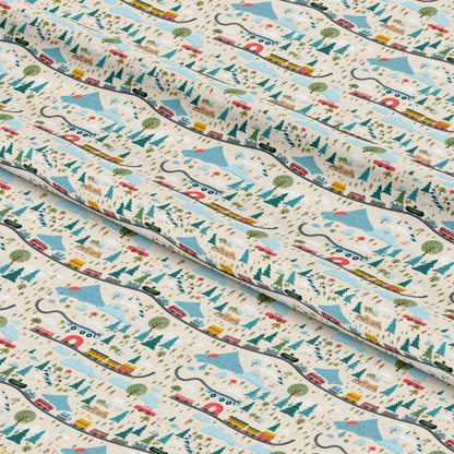 Cartoon Trains Pattern 25 Quilting Cotton Fabric