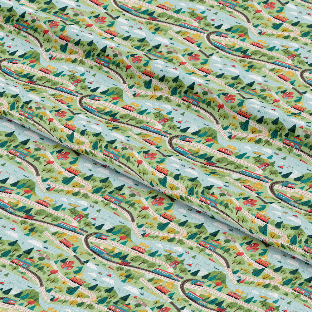 Cartoon Trains Pattern 26 Quilting Cotton Fabric