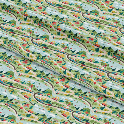 Cartoon Trains Pattern 26 Quilting Cotton Fabric