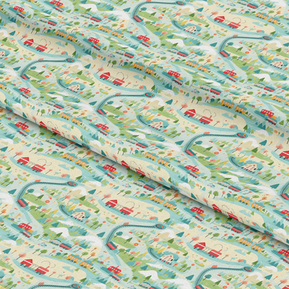 Cartoon Trains Pattern 28 Quilting Cotton Fabric