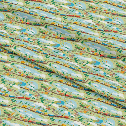 Cartoon Trains Pattern 2 Quilting Cotton Fabric
