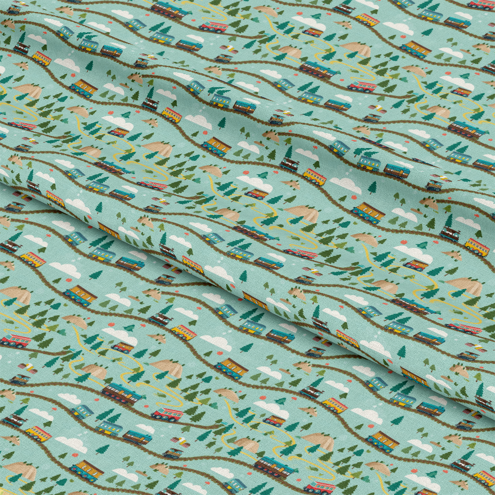 Cartoon Trains Pattern 6 Quilting Cotton Fabric