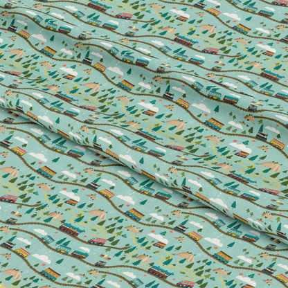 Cartoon Trains Pattern 6 Quilting Cotton Fabric