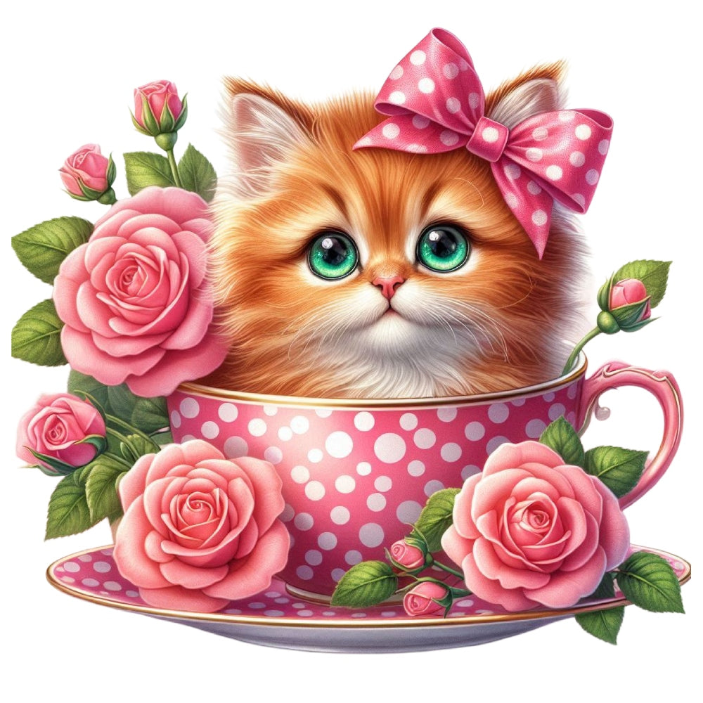 Cats in Tea Cups Fabric Panel 17