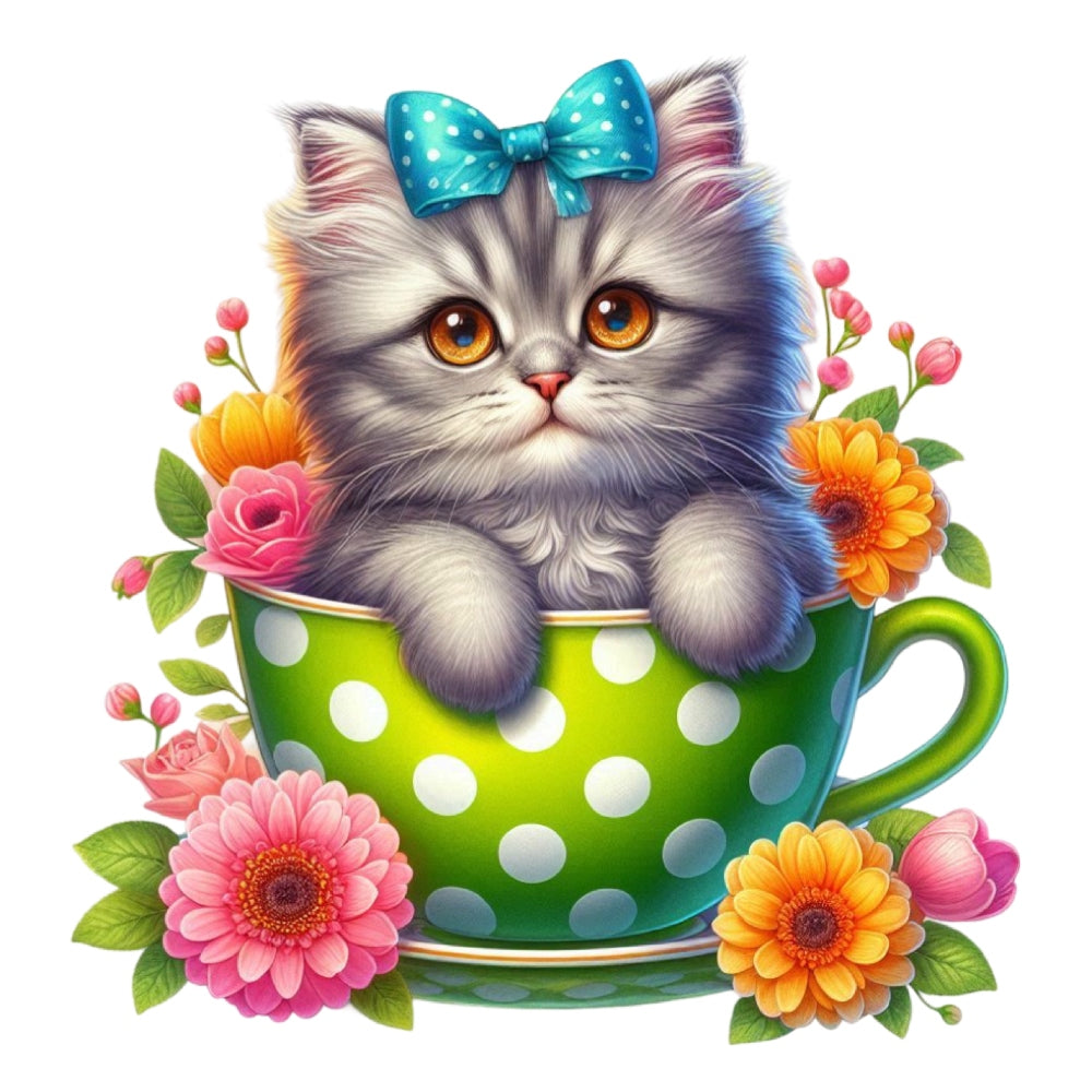 Cats in Tea Cups Fabric Panel 19