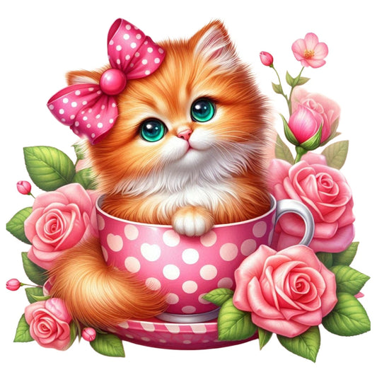 Cats in Tea Cups Fabric Panel 22