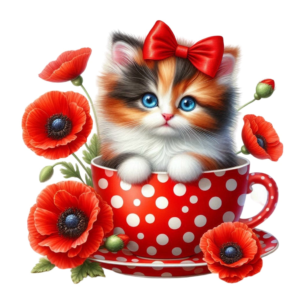 Cats in Tea Cups Fabric Panel 27