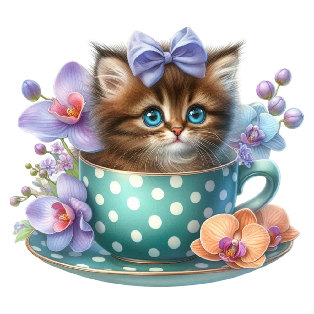 Cats in Tea Cups Fabric Panel 3