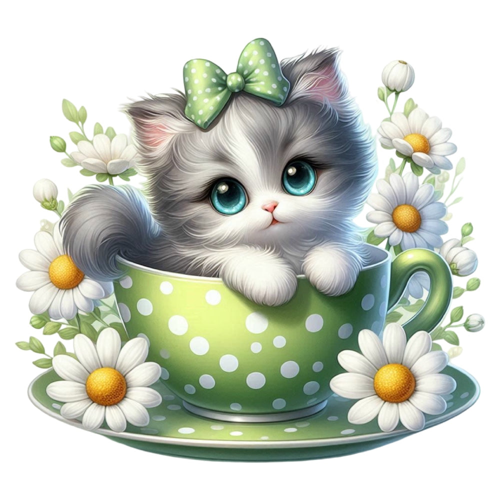 Cats in Tea Cups Fabric Panel 8