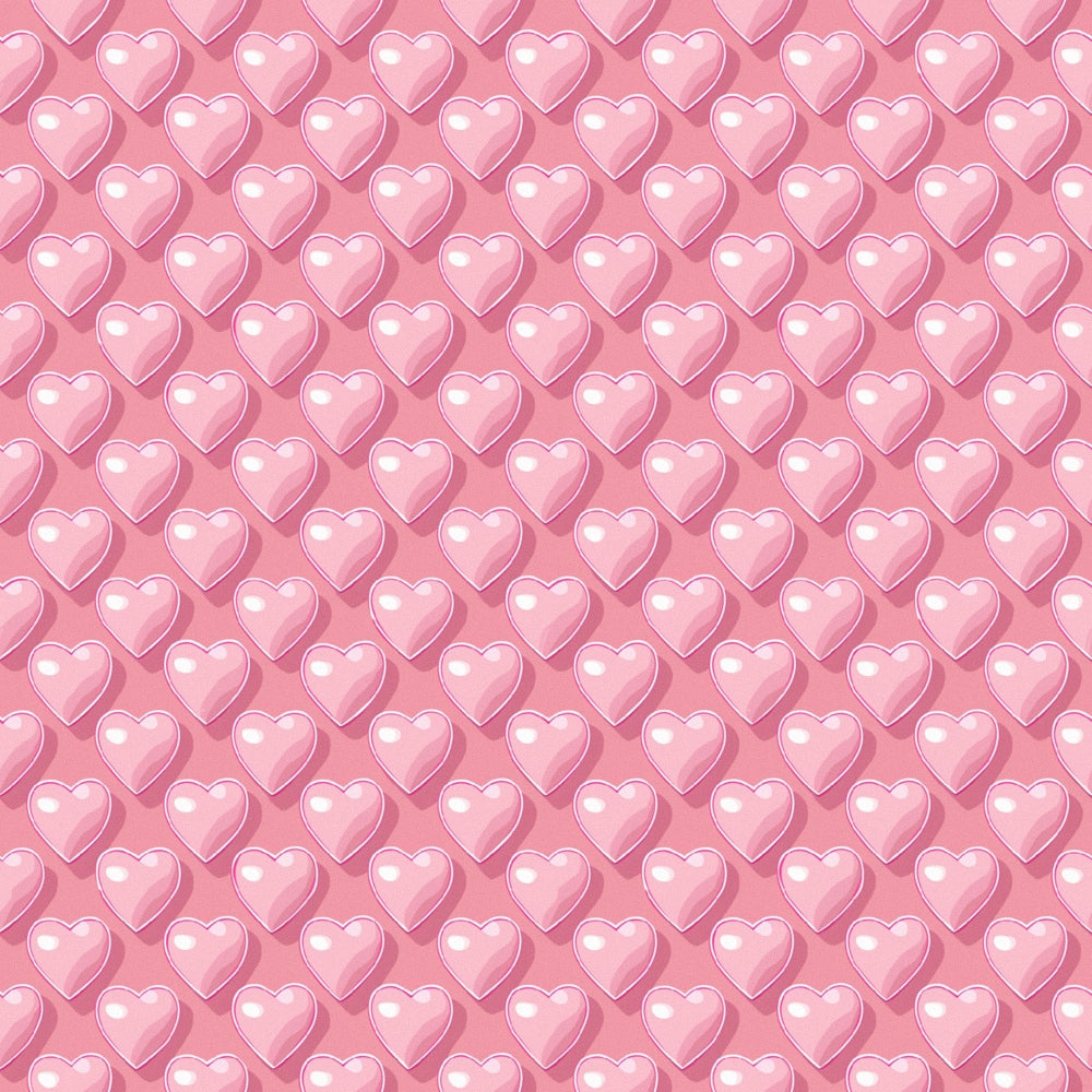pink hearts, coral pink, rose pink, glossy hearts, heart pattern, repeating pattern, romantic motif, valentine's theme, love symbols, quilting cotton, fabric panel, heart shapes, dimensional hearts, shiny finish, all-over pattern, seamless design, feminine colors, craft fabric, sewing material