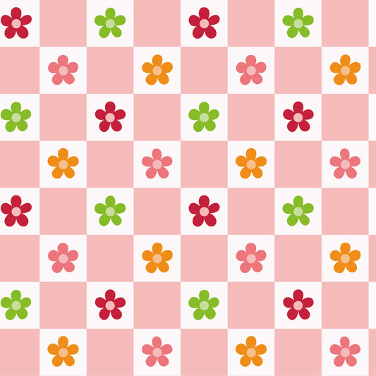 Checkered Florals Pattern 6 Quilting Cotton Fabric