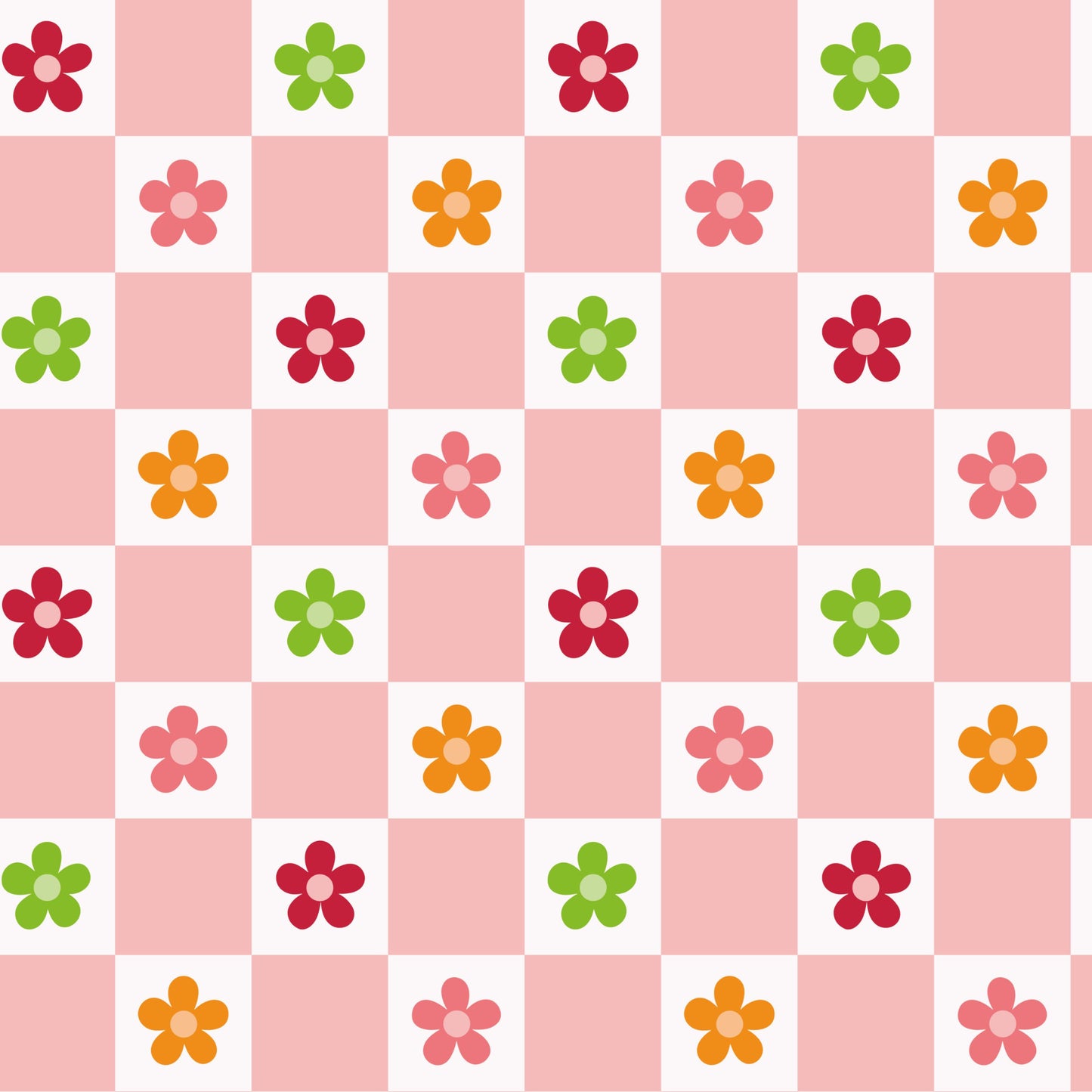 Checkered Florals Pattern 6 Quilting Cotton Fabric