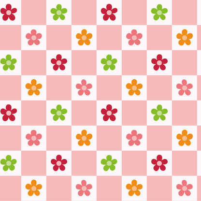 Checkered Florals Pattern 6 Quilting Cotton Fabric