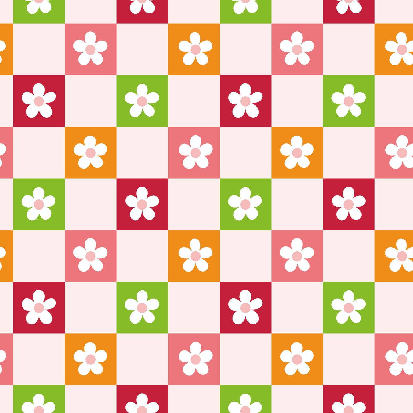Checkered Florals Pattern 7 Quilting Cotton Fabric