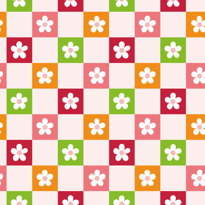 Checkered Florals Pattern 7 Quilting Cotton Fabric