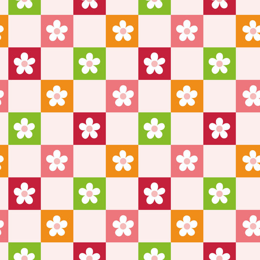 Checkered Florals Pattern 7 Quilting Cotton Fabric
