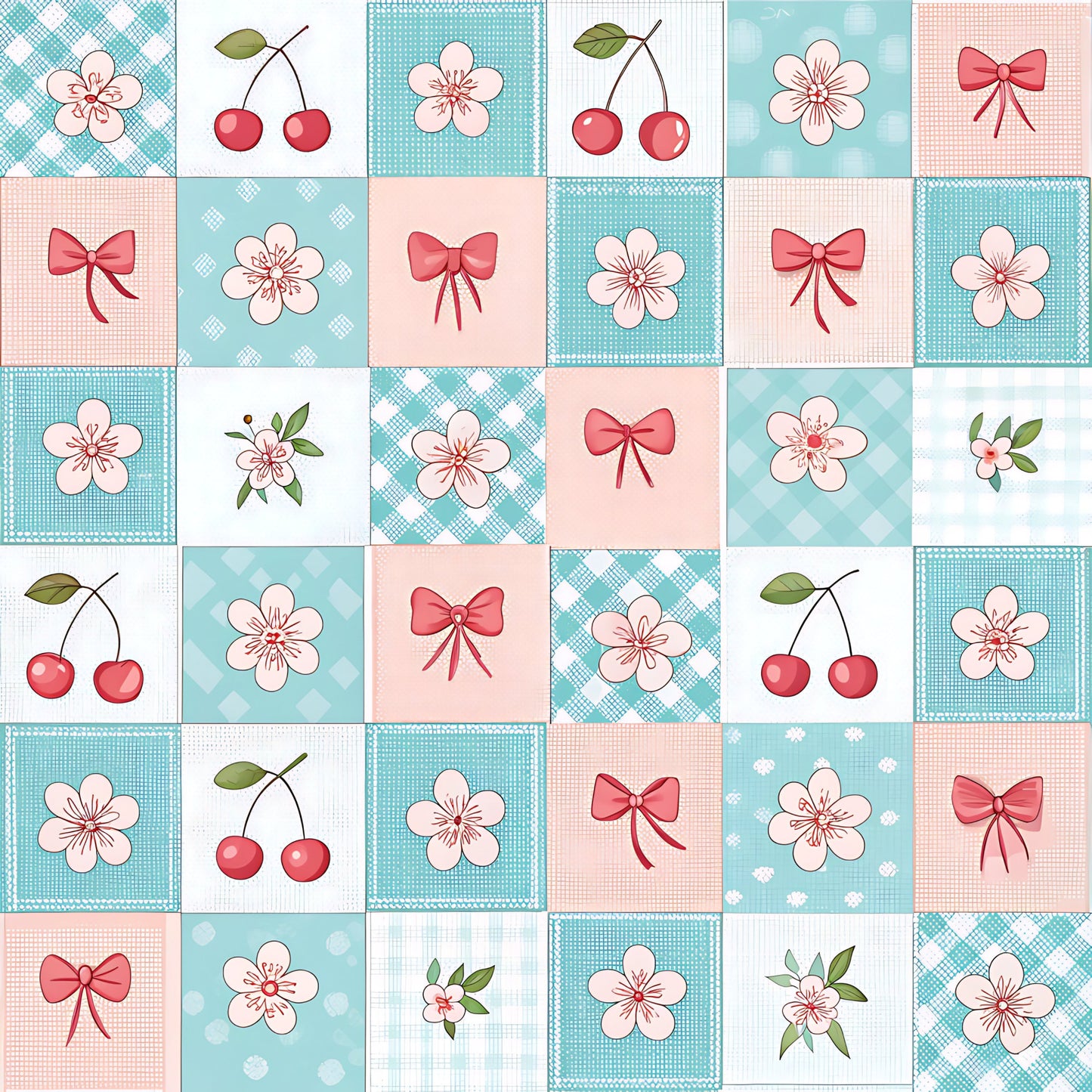 Cherry Floral Pattern 1 Quilting Cotton Fabric