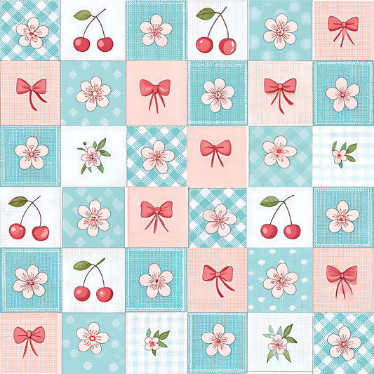 Cherry Floral Pattern 1 Quilting Cotton Fabric