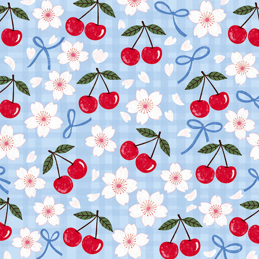 Cherry Floral Pattern 10 Quilting Cotton Fabric
